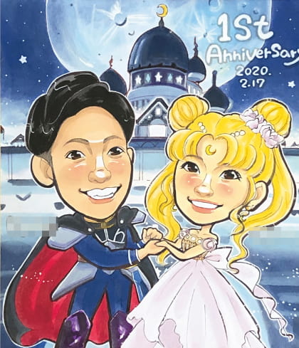 はるか作のセーラームーンコスプレの1年記念日似顔絵