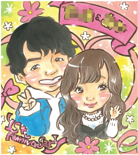 「ツナミカン」作のカップル1年記念日似顔絵