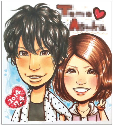 「むぅ」作のカップル記念日似顔絵