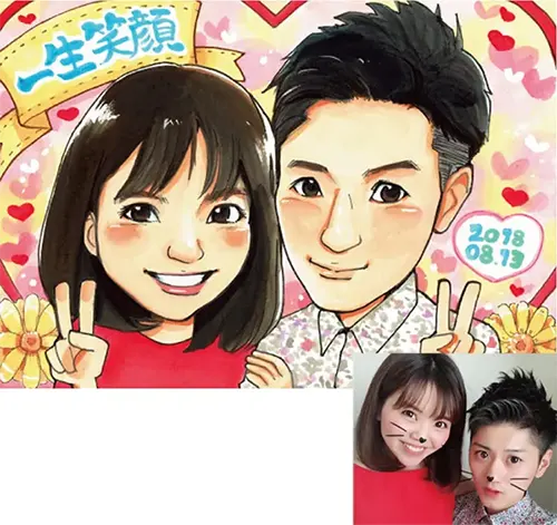 いちろ作のカップル2年記念日似顔絵