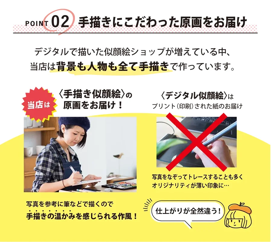 POINT02 手描きにこだわった原画をお届け