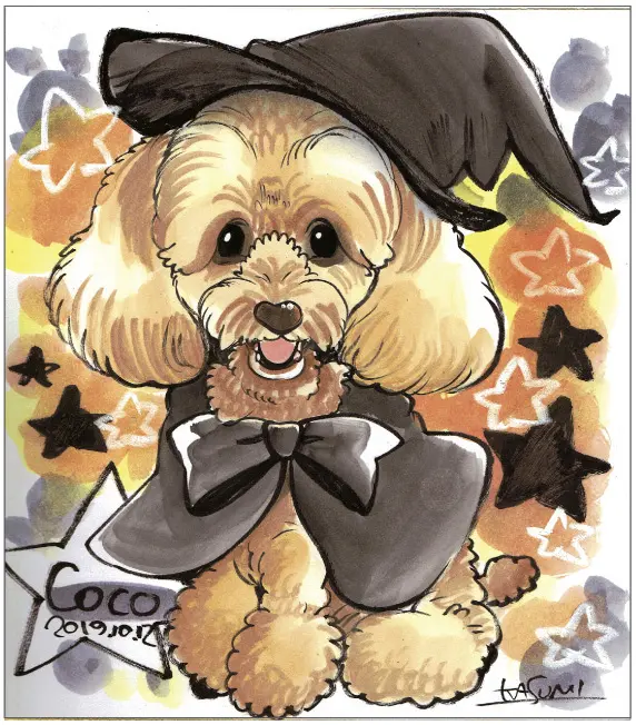 ハロウィンコスチュームのトイプードルの似顔絵