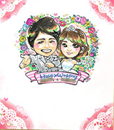 あや子が描いた結婚式に贈る寄せ書き似顔絵