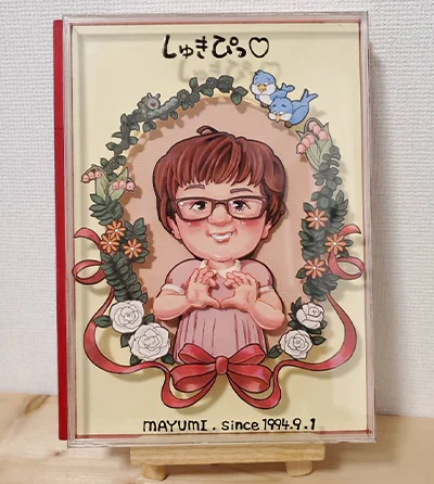 nokkoが描いた立体寄せ書き似顔絵