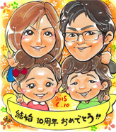 あや子が描いた結婚10周年記念似顔絵