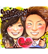 きのみが描くカップル1周年記念日似顔絵