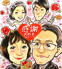 「はるか」作の似顔絵サンクスボード