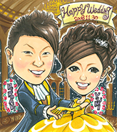 美女と野獣風の似顔絵ウェルカムボード