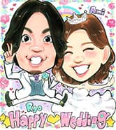 ポップなタッチの似顔絵ウェルカムボード