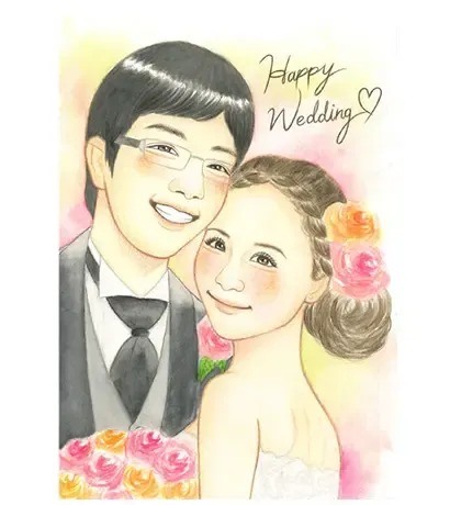 キリカが描いた似顔絵ウェルカムボード