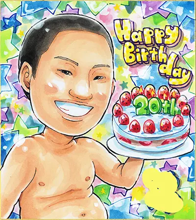 誕生日祝いの似顔絵