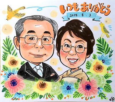 日頃の感謝を込めた祖父母への似顔絵